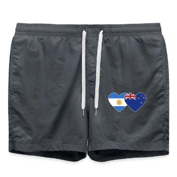 Drapeau de l’Argentine et de la Nouvelle-Zélande Coeur - Short de bain - charbon - Devant - AI Model Male 185 light (185cm)