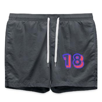 18. 18 YEARS OLD. 18th ANNIVERSARY. 18 BIRTHDAY. - Swim Trunks - anthracite - Front - AI Model Male 185 light (185cm)