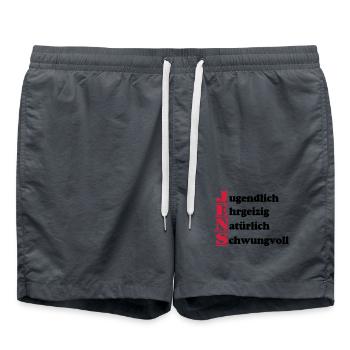 Jens , Vorname,Namensschild,Name,Fun Shirt (25) - Badeshorts - Anthrazit - Vorne - AI Model Male 185 light (185cm)