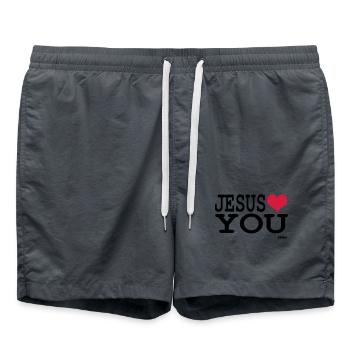 jesus loves you - Badeshorts - Anthrazit - Vorne - AI Model Male 185 light (185cm)