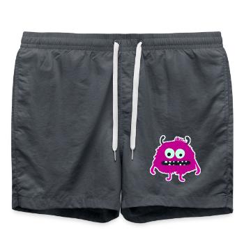 Lila, pelziges Monster | Süßes, albernes Wesen - Badeshorts - Anthrazit - Vorne - AI Model Male 185 light (185cm)