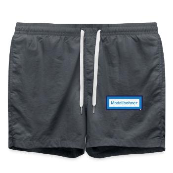 lustiger Spruch Modellbahner - Zugzielanzeige fun - Badeshorts - Anthrazit - Vorne - AI Model Male 185 light (185cm)