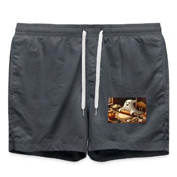 Biscuits fantômes : plaisir sucré d’Halloween - Short de bain - charbon - Devant - AI Model Male 185 light (185cm)
