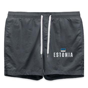 Estnische Flagge, estnischer Patriot - Badeshorts - Anthrazit - Vorne - AI Model Male 185 light (185cm)