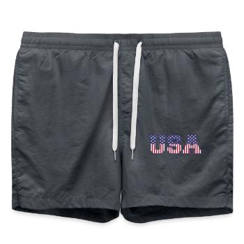 College USA Schriftart Rot Weiß Blau Sterne Und Streifen - Badeshorts - Anthrazit - Vorne - AI Model Male 185 light (185cm)