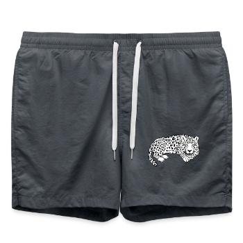 T-shirt blanc léopard en chat Leparden T-shirt cadeau - Short de bain - charbon - Devant - AI Model Male 185 light (185cm)