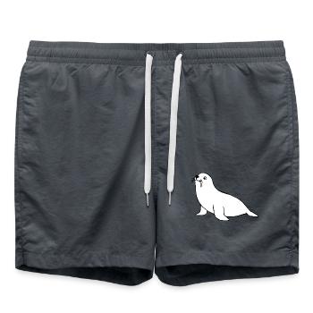 Seehund Robben T-shirt Geschenk Norddeutschland - Badeshorts - Anthrazit - Vorne - AI Model Male 185 light (185cm)