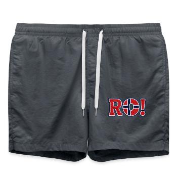 RO! Norway Embroidered Supporter Design - Swim Trunks - anthracite - Front - AI Model Male 185 light (185cm)