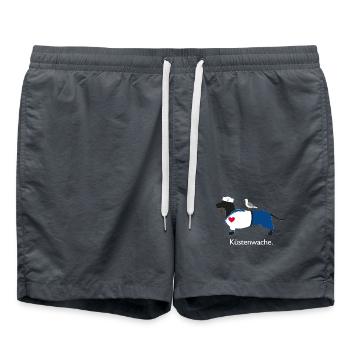 Küstenwache Nordsee Dackel mit Herz - Badeshorts - Anthrazit - Vorne - AI Model Male 185 light (185cm)