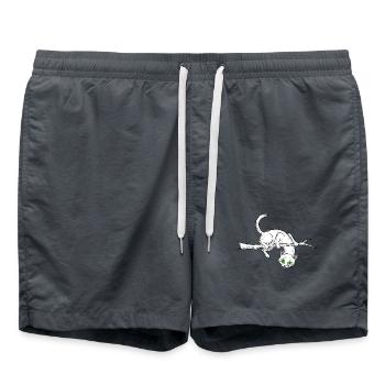 Lustige Katze auf einem Ast – lustiges Haustier - Badeshorts - Anthrazit - Vorne - AI Model Male 185 light (185cm)
