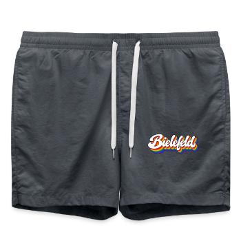Bielefeld - Regenbogen Schrift - Deutschalnd - Badeshorts - Anthrazit - Vorne - AI Model Male 185 light (185cm)