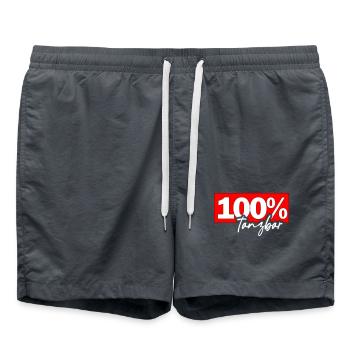 100% Tanzbar – Bold Dance Typography - Badeshorts - Anthrazit - Vorne - AI Model Male 185 light (185cm)