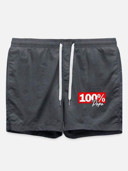 100% Papa Typo Grafik - Badeshorts - Anthrazit