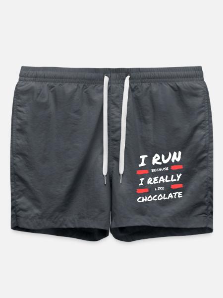 Je cours parce que j’aime beaucoup le chocolat - Short de bain - charbon