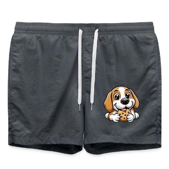 Beagle Dog Cookie Dessert Candy - Swim Trunks - anthracite - Front - AI Model Male 185 light (185cm)