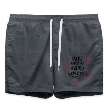 Papa willst du Mama heiraten? Süßer Heiratsantrag. - Badeshorts - Anthrazit - Vorne - AI Model Male 185 light (185cm)
