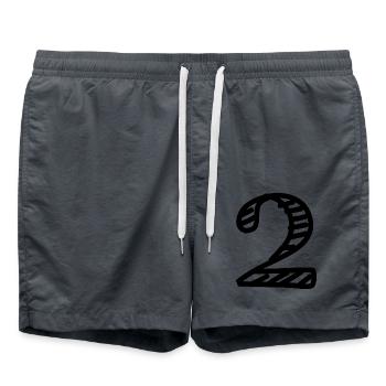 2 YEARS. 2nd ANNIVERSARY. BIRTHDAY 2 YEARS. TWO - Swim Trunks - anthracite - Front - AI Model Male 185 light (185cm)