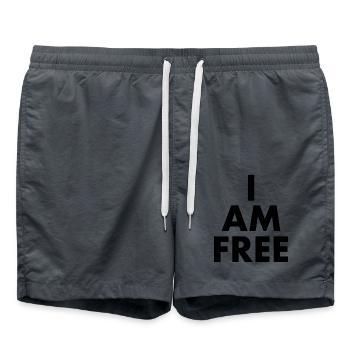 I am free - Short de bain - charbon - Devant - AI Model Male 185 light (185cm)