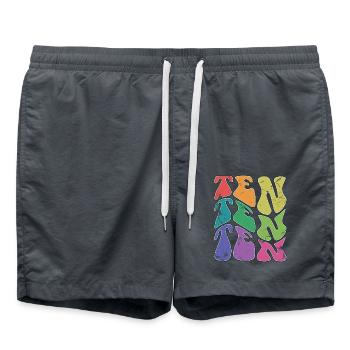 Rétro 10 ans 10e anniversaire Enfants Garçons Filles - Short de bain - charbon - Devant - AI Model Male 185 light (185cm)