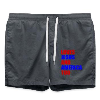loves jesus and america too - Short de bain - charbon - Devant - AI Model Male 185 light (185cm)