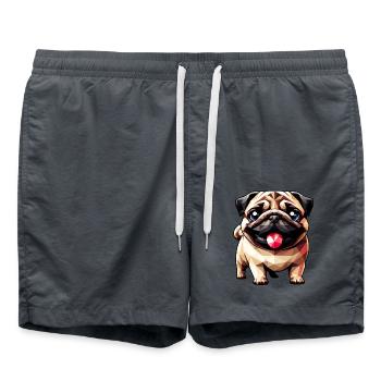 Geometric Pug: Polygon Artwork - Swim Trunks - anthracite - Front - AI Model Male 185 light (185cm)