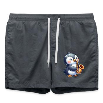 Concert de jazz du saxophoniste pingouin - Short de bain - charbon - Devant - AI Model Male 185 light (185cm)