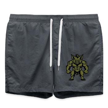Wild Boar Comic - Swim Trunks - anthracite - Front - AI Model Male 185 light (185cm)
