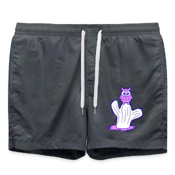 Cactus Owl Sitting Cacti Night Bird Cute Cute - Swim Trunks - anthracite - Front - AI Model Male 185 light (185cm)