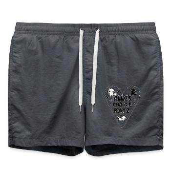 Drôle de chat disant coeur de chat - Short de bain - charbon - Devant - AI Model Male 185 light (185cm)