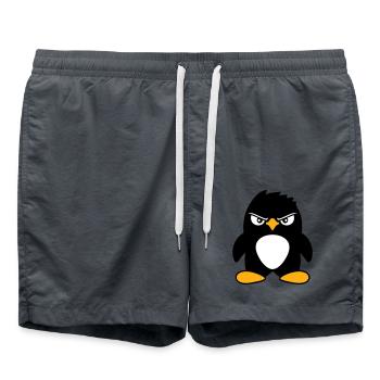 Pingouin a l’air sérieux mal dangereux look cool - Short de bain - charbon - Devant - AI Model Male 185 light (185cm)