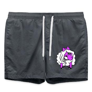 mouton offensé fille femme mauvais œil joli - Short de bain - charbon - Devant - AI Model Male 185 light (185cm)