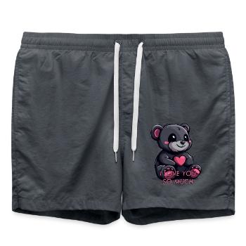 I LOVE YOU SO MUCH TEDDYBEAR - Swim Trunks - anthracite - Front - AI Model Male 185 light (185cm)