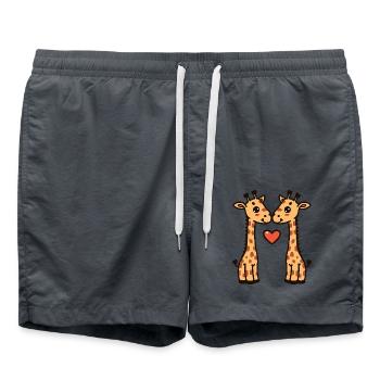 Giraffe Paar Valentinstag - Badeshorts - Anthrazit - Vorne - AI Model Male 185 light (185cm)