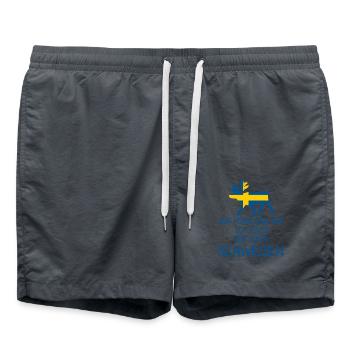 Ich muss gar nix - Ich muss nur nach Schweden - Badeshorts - Anthrazit - Vorne - AI Model Male 185 light (185cm)