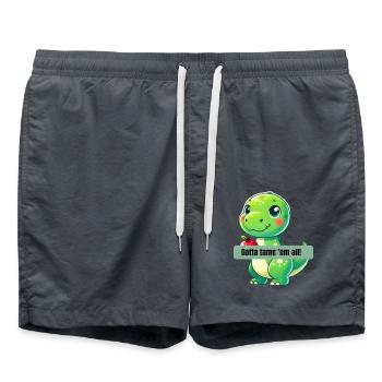 Gotta tame em all! T-Rex - Badeshorts - Anthrazit - Vorne - AI Model Male 185 light (185cm)