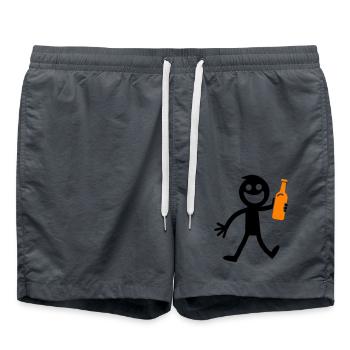 Bier Trinken Strichmännchen - Badeshorts - Anthrazit - Vorne - AI Model Male 185 light (185cm)