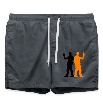 Junggesellenabschied Crew Gruppe - Badeshorts - Anthrazit - Vorne - AI Model Male 185 light (185cm)