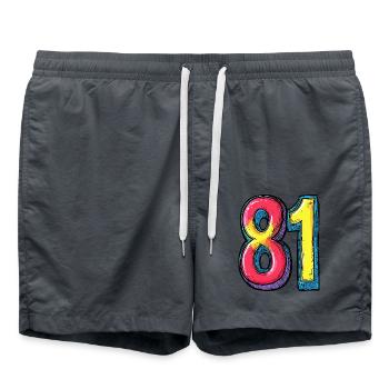 81 Number Symbol - Swim Trunks - anthracite - Front - AI Model Male 185 light (185cm)