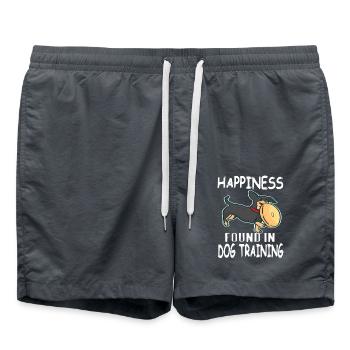 Happiness Found In Dog Training Joy Frisbee Love - Badeshorts - Anthrazit - Vorne - AI Model Male 185 light (185cm)