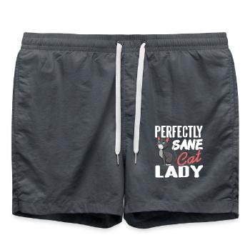 Perfectly Sane Cat Lady Funny Sarcastic Pet Humor - Badeshorts - Anthrazit - Vorne - AI Model Male 185 light (185cm)