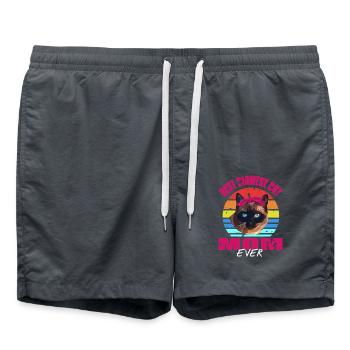 Best Siamese Cat Mom Ever Retro Feline Humor Style - Badeshorts - Anthrazit - Vorne - AI Model Male 185 light (185cm)