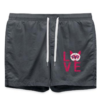 Love Siamese Cat Minimalist Feline Passion Style - Badeshorts - Anthrazit - Vorne - AI Model Male 185 light (185cm)