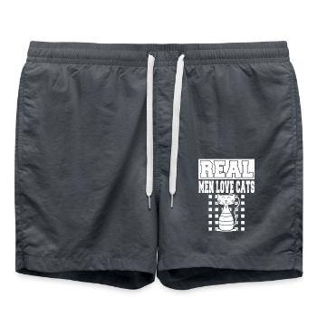 Real Men Love Cats Funny Cat Dad Humor - Badeshorts - Anthrazit - Vorne - AI Model Male 185 light (185cm)