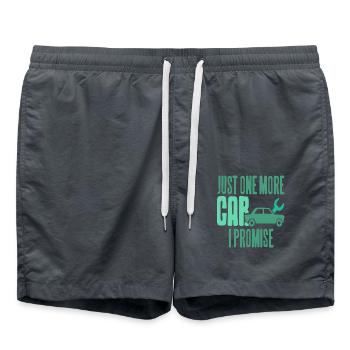 Just One More Car Funny Auto Collector Quote - Badeshorts - Anthrazit - Vorne - AI Model Male 185 light (185cm)