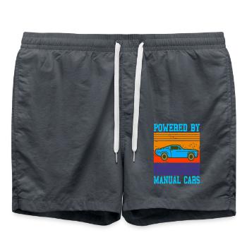 Powered by Manual Cars Retro Driving Style - Swim Trunks - anthracite - Front - AI Model Male 185 light (185cm)