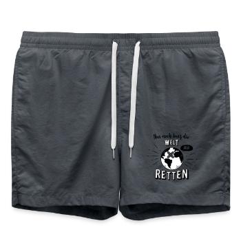 Nur noch kurz die Welt retten - Badeshorts - Anthrazit - Vorne - AI Model Male 185 light (185cm)