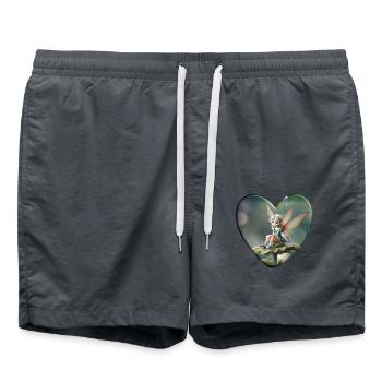 Blumenfee im Herz – Zartes Fantasy-Motiv - Badeshorts - Anthrazit - Vorne - AI Model Male 185 light (185cm)