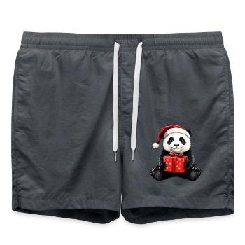 Panda Weihnachten - Badeshorts - Anthrazit - Vorne - AI Model Male 185 light (185cm)