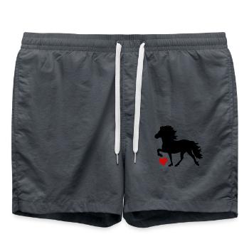 Islandpferd - Badeshorts - Anthrazit - Vorne - AI Model Male 185 light (185cm)