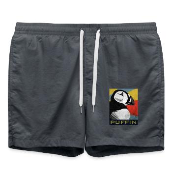 Puffin Island Parrot Diver Bird North Gift - Swim Trunks - anthracite - Front - AI Model Male 185 light (185cm)